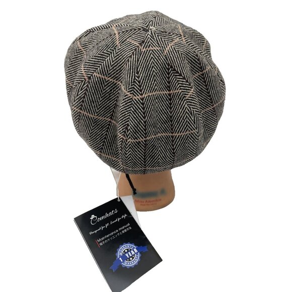 Comhats Women's Blend Beret Cap Plaid Warm Browns Pink Stripe Size Large NWT - Picture 4 of 8